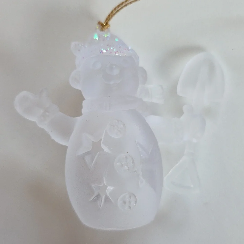 Frosted Snowman Ornament with Glitter Hat